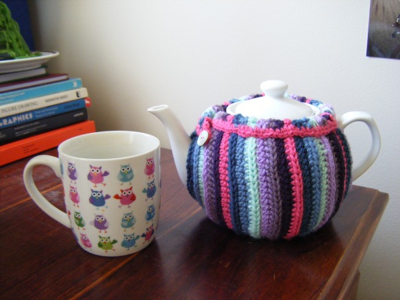 Crocheted tea cosy